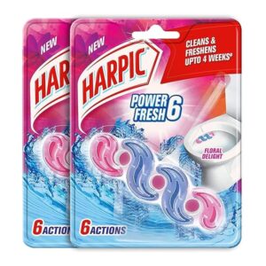 Harpic Floral Delight Pack Of 2 Power Fresh 6 Toilet Cleaner Rim Block - Toilet Flush Cleaner Blocks